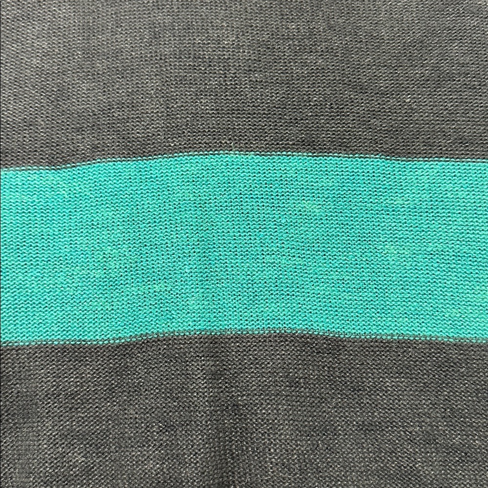 Free People dark green short sleeve sweater, green and blue stripe, size Small - Picture 8 of 9